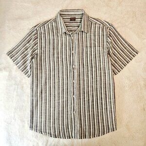 Great Northwest Men's Casual Striped Cotton Shirt Short Sleeve Button Up Size L